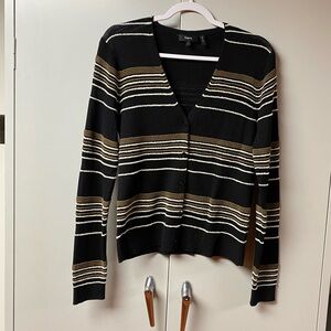 Theory Black and Brown Striped Cardigan
